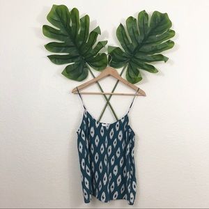 Equipment 100% Silk Teal Printed Layla Tank Top